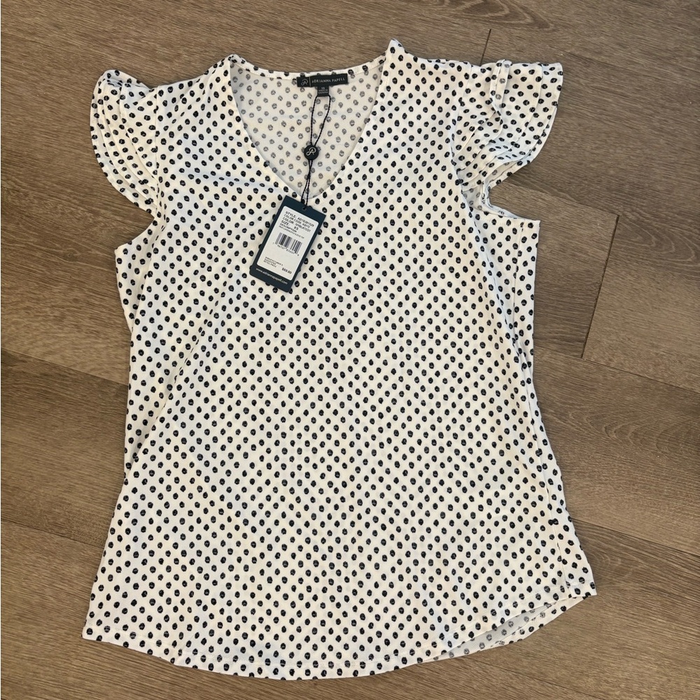 Adrianna Papell Black and White Polka Dot Blouse